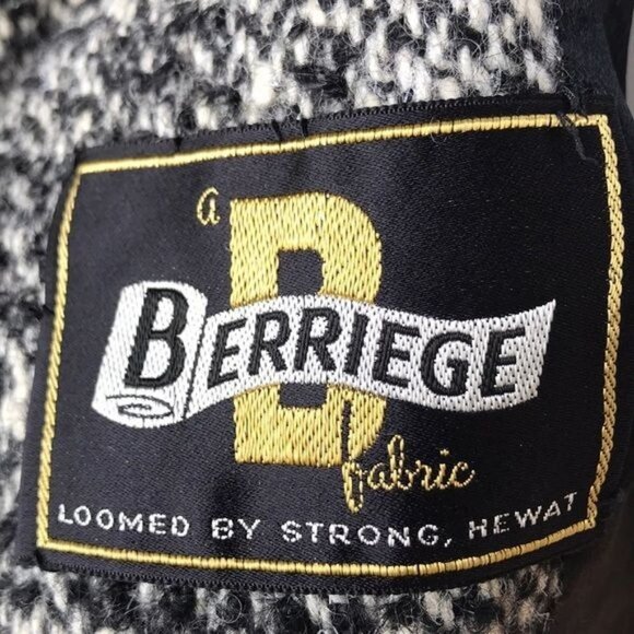 Vintage Livingston Bros Berriege Wool Fur Coat Black & White Fur CollarJacket Si - Picture 5 of 11